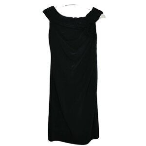 ADRIANNA PAPELL Black off shoulder pleated cocktail dress